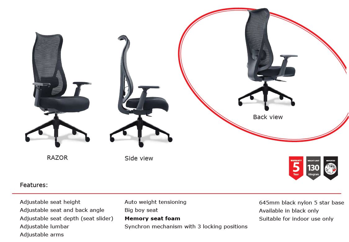 RAZOR EXECUTIVE MESH BACK CHAIR